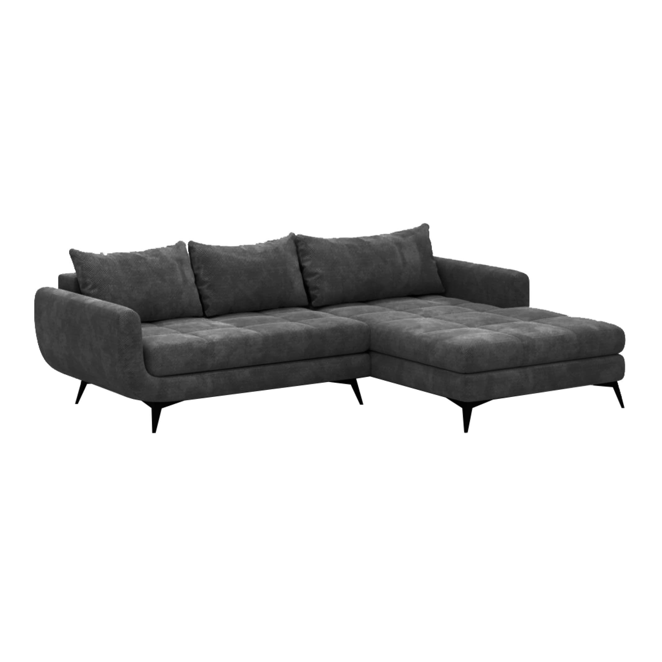 UGAONA GARNITURA bež  - bež/crna, Moderno, drvo (190/270/85cm) - Hom`in