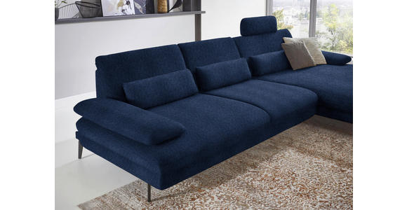 ECKSOFA in Chenille Dunkelblau  - Schwarz/Dunkelblau, Design, Textil/Metall (310/180cm) - Dieter Knoll