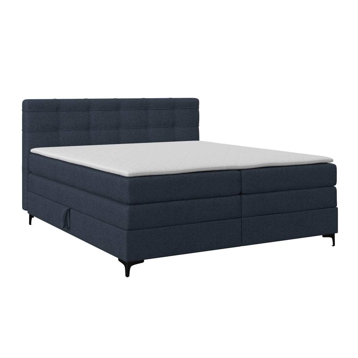 BOXSPRINGBETT 160/200 cm,  in Dunkelblau, H3 = fest  - Schwarz/Dunkelblau, KONVENTIONELL, Kunststoff/Textil (160/200cm)