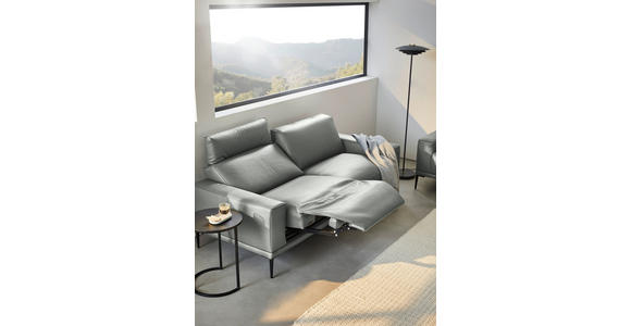 2,5-SITZER in Leder Hellgrau - Hellgrau/Schwarz, Design, Leder/Metall (200/102/92cm) - Johann Jakob