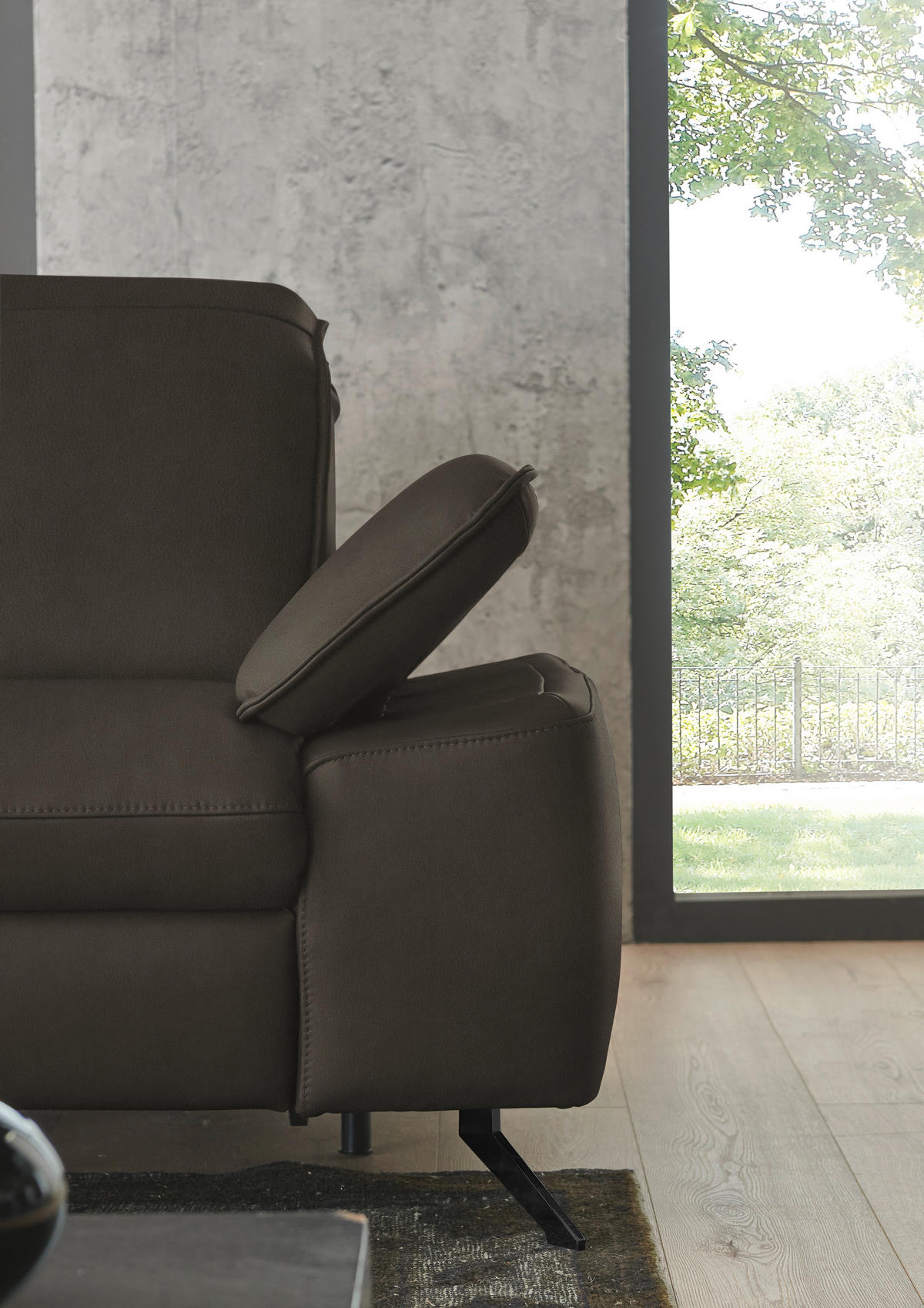 ECKSOFA  Echtleder Graubraun  - Graubraun/Schwarz, Design, Leder/Metall (169/307cm) - Beldomo Premium