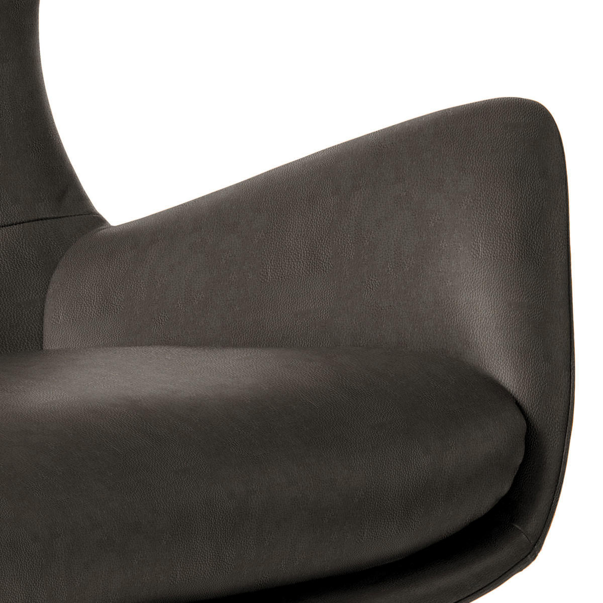 OHRENSESSEL in Dunkelgrau  - Dunkelgrau/Schwarz, Design, Leder/Metall (84/104/96cm) - home24