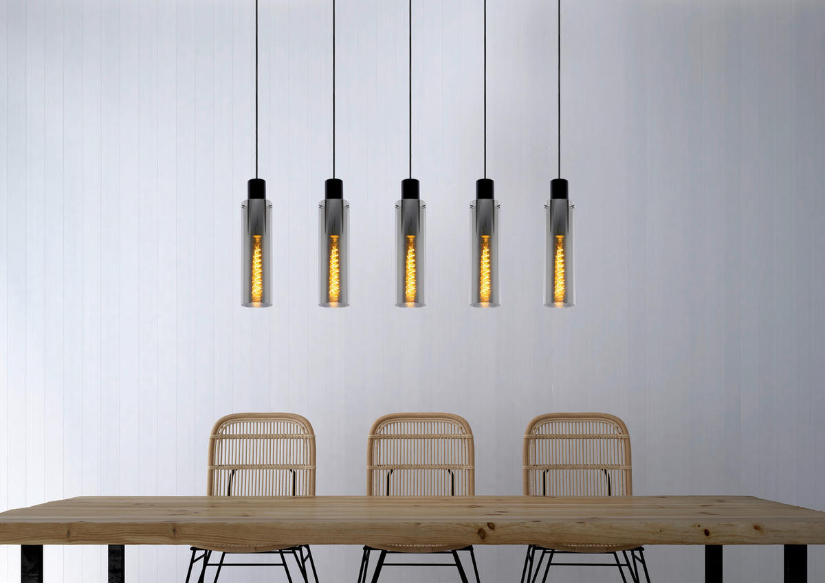 HÄNGELEUCHTE Orlando 112/10/172 cm   - Hellgrau, Design, Glas (112/10/172cm) - Lucide