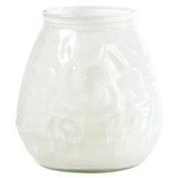 KERZE IM GLAS - Weiss/Gelb, Trend, Glas/Naturmaterialien (9,5/9,5/10cm)