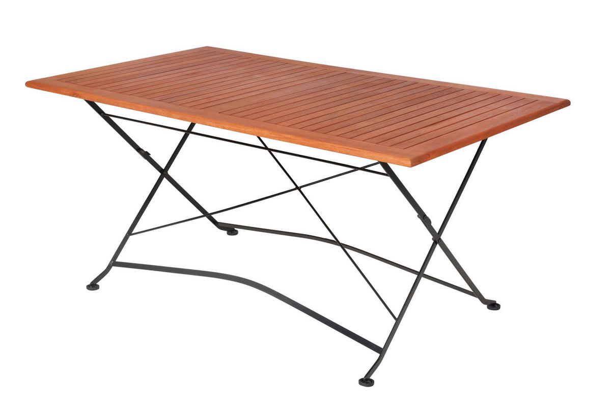 GARTENTISCHGRUPPE EukalyptusholzHartholz Stahl  - Schwarz/Naturfarben, KONVENTIONELL, Holz/Metall - Gardenson