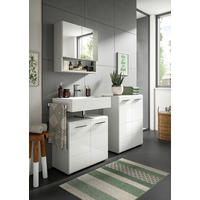 BADEZIMMER 3-teilig  in 140 cm  - Chromfarben/Weiß Hochglanz, MODERN, Holzwerkstoff/Kunststoff (140cm) - MID.YOU