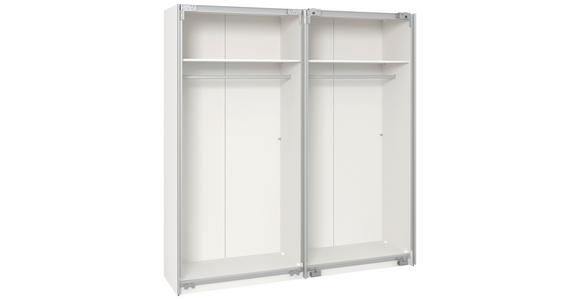 SCHWEBETÜRENSCHRANK  in Weiß  - Edelstahlfarben/Weiß, Design, Holzwerkstoff (203/215/65cm) - Carryhome