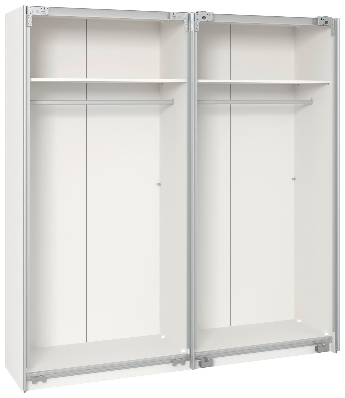 SCHWEBETÜRENSCHRANK  in Weiß  - Edelstahlfarben/Weiß, Design, Holzwerkstoff (203/215/65cm) - Carryhome