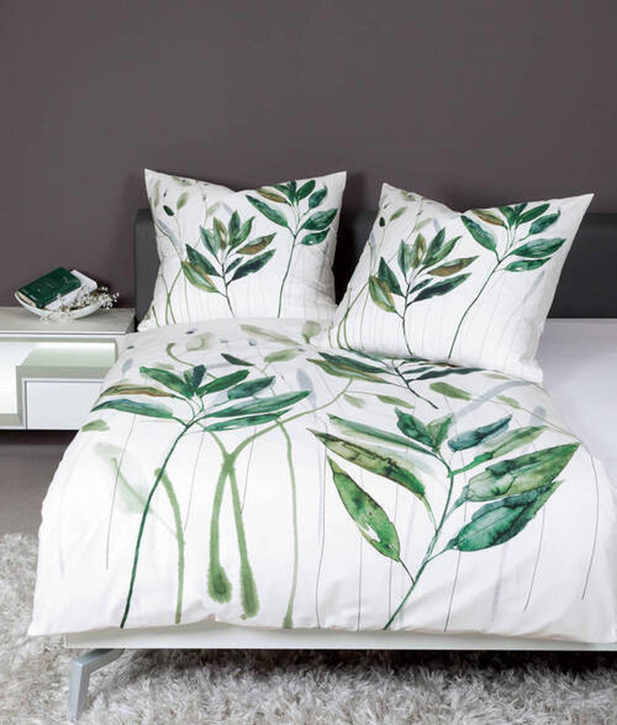 BETTWÄSCHE Makosatin 155/220 cm  - Grün, Design, Textil (155/220cm) - Janine