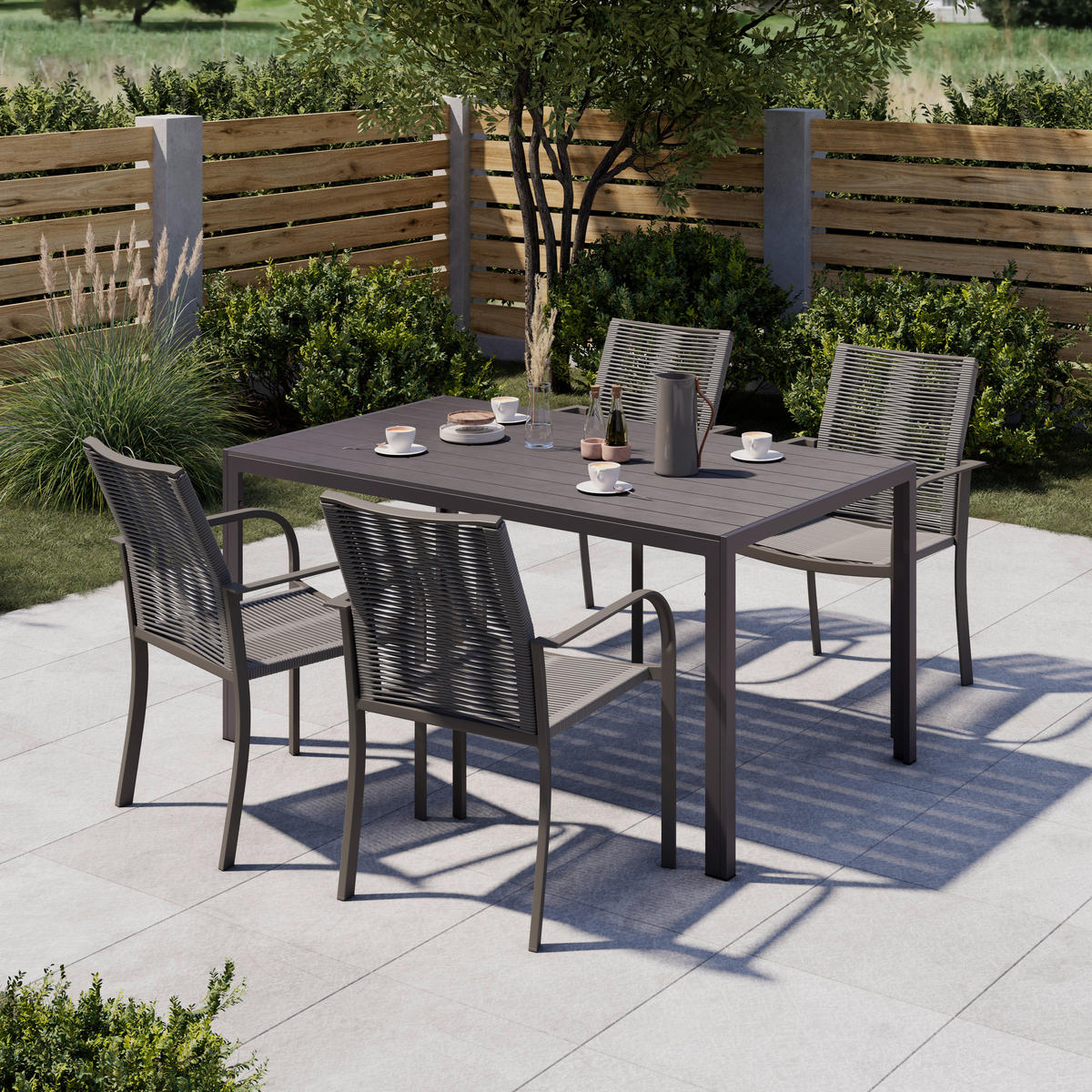 GARTENSTUHL Metall, Kunststoff Anthrazit, Grau  - Anthrazit/Grau, MODERN, Kunststoff/Metall (56.5/87/65cm) - Ambia Garden