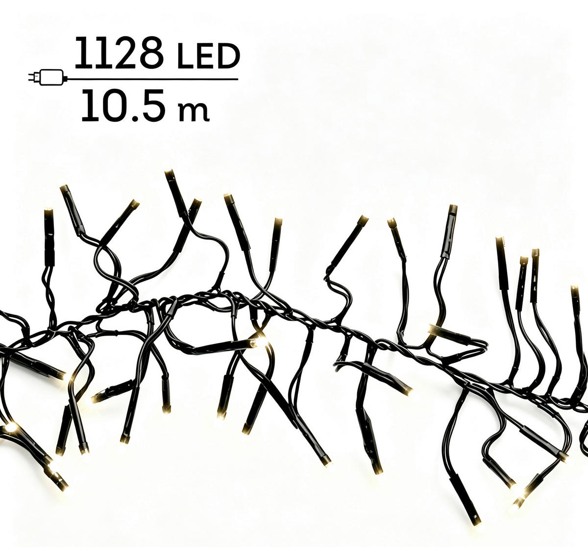 SVETLOBNA GIRLANDA     2700-3000 K   - črna, Basics, kovina/umetna masa (1050cm) - X-Mas