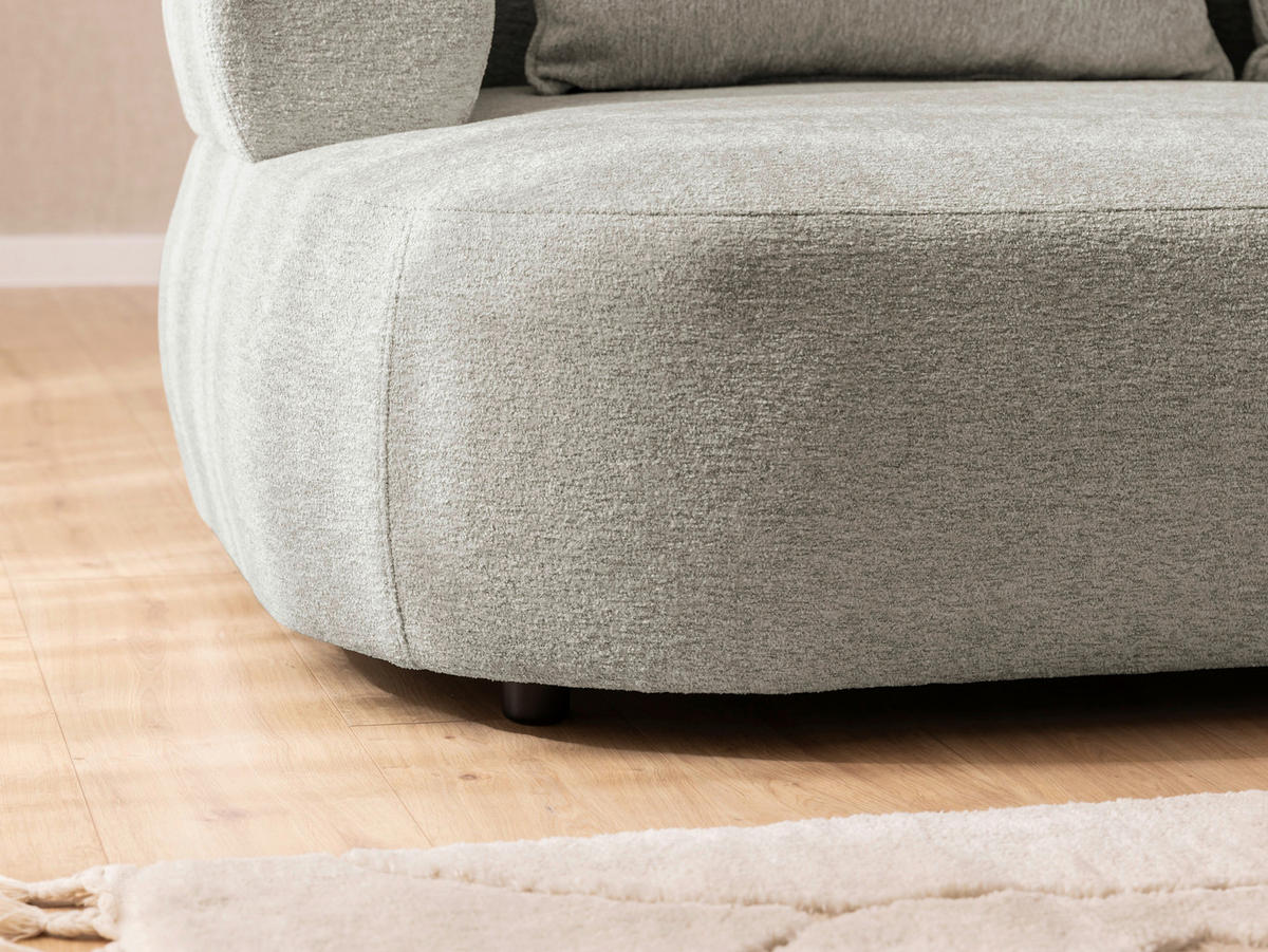 ECKSOFA in Chenille Hellgrau  - Hellgrau/Schwarz, Design, Kunststoff/Textil (256/156cm) - Livetastic