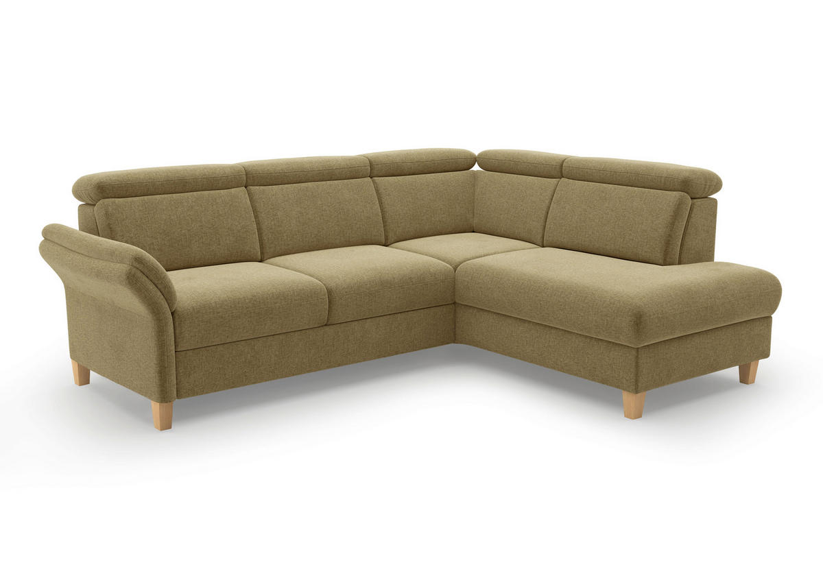 ECKSOFA GLENDALE E Olivgrün Flachgewebe  - Eichefarben/Olivgrün, KONVENTIONELL, Holz/Textil (247/193cm) - Sit & More