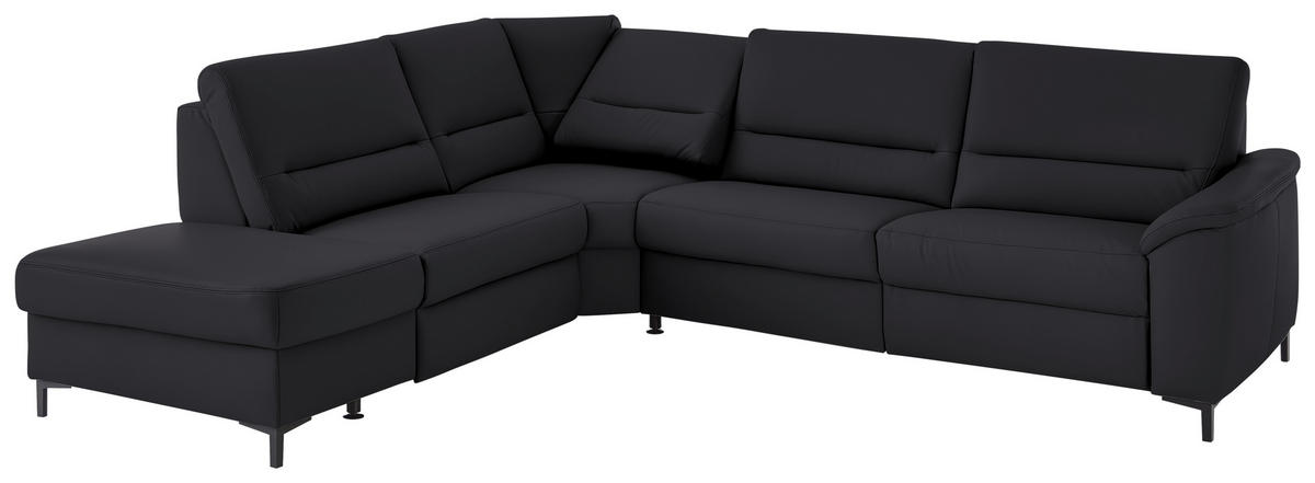 ECKSOFA  in Echtleder Schwarz  249/290 cm  - Schwarz, KONVENTIONELL, Leder/Metall (249/290cm) - Beldomo Premium