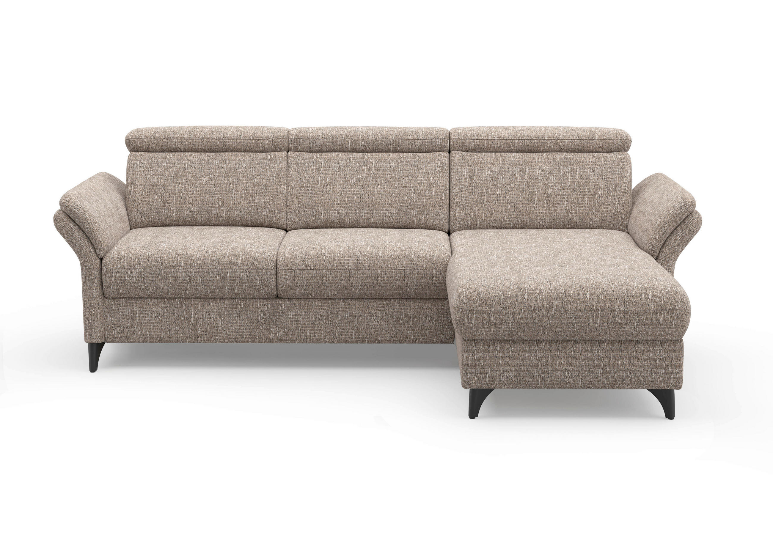 ECKSOFA Chenille Cappuccino  - Schwarz/Cappuccino, Konventionell, Textil/Metall (253/166cm) - Sit & More