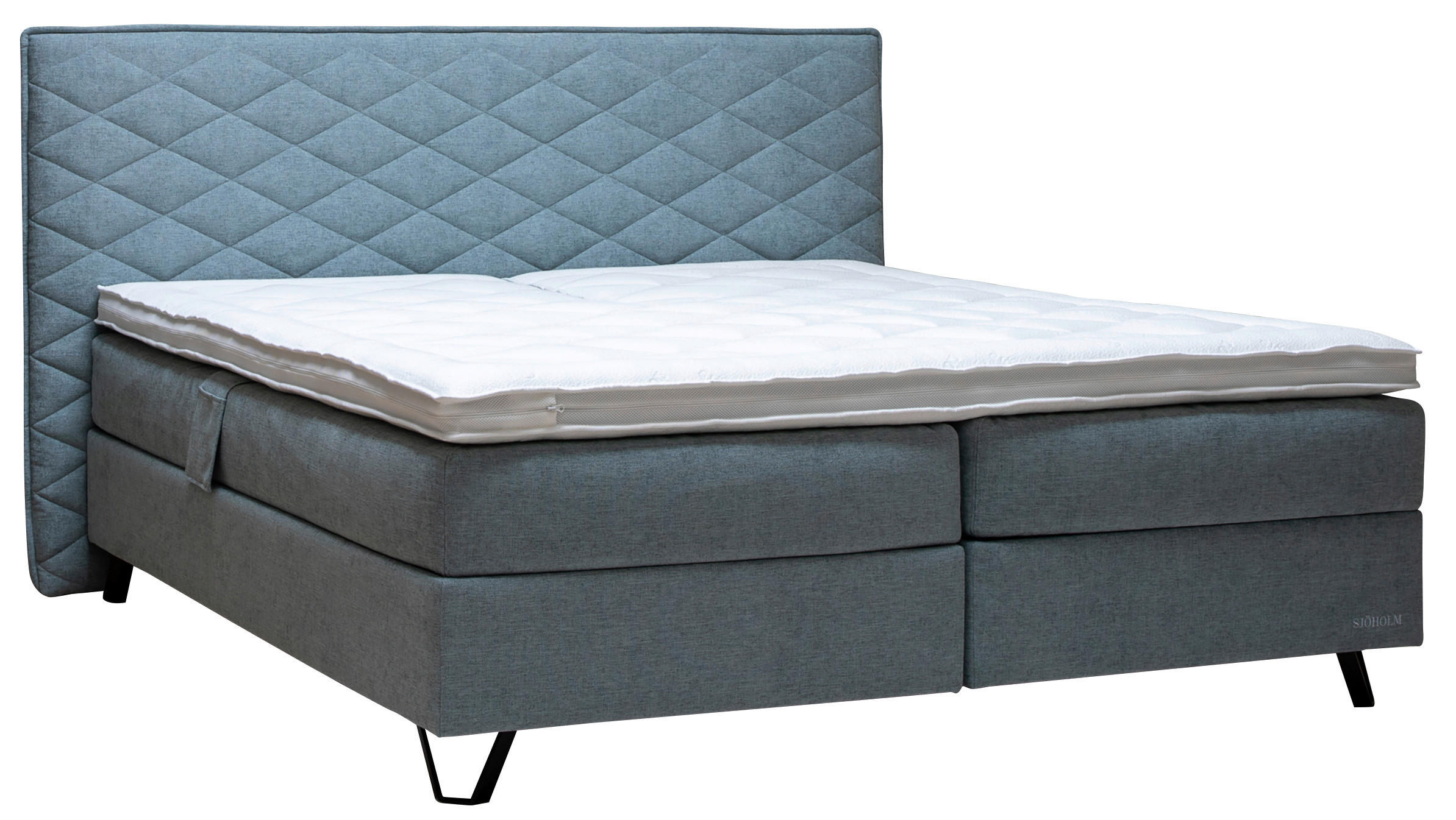 BOXSPRINGBETT 180/200 cm  in Türkis  - Türkis/Schwarz, KONVENTIONELL, Holz/Textil (180/200cm) - Sjöholm