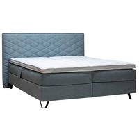 BOXSPRINGBETT 180/200 cm,  in Türkis, Matratze, Topper, motorische Verstellbarkeit, Fernbedienung, unterschiedliche Matratzenhärtegrade je Bettseite, H2 + H3 = mittel + fest  - Türkis/Schwarz, KONVENTIONELL, Textil/Metall (180/200cm) - Sjöholm