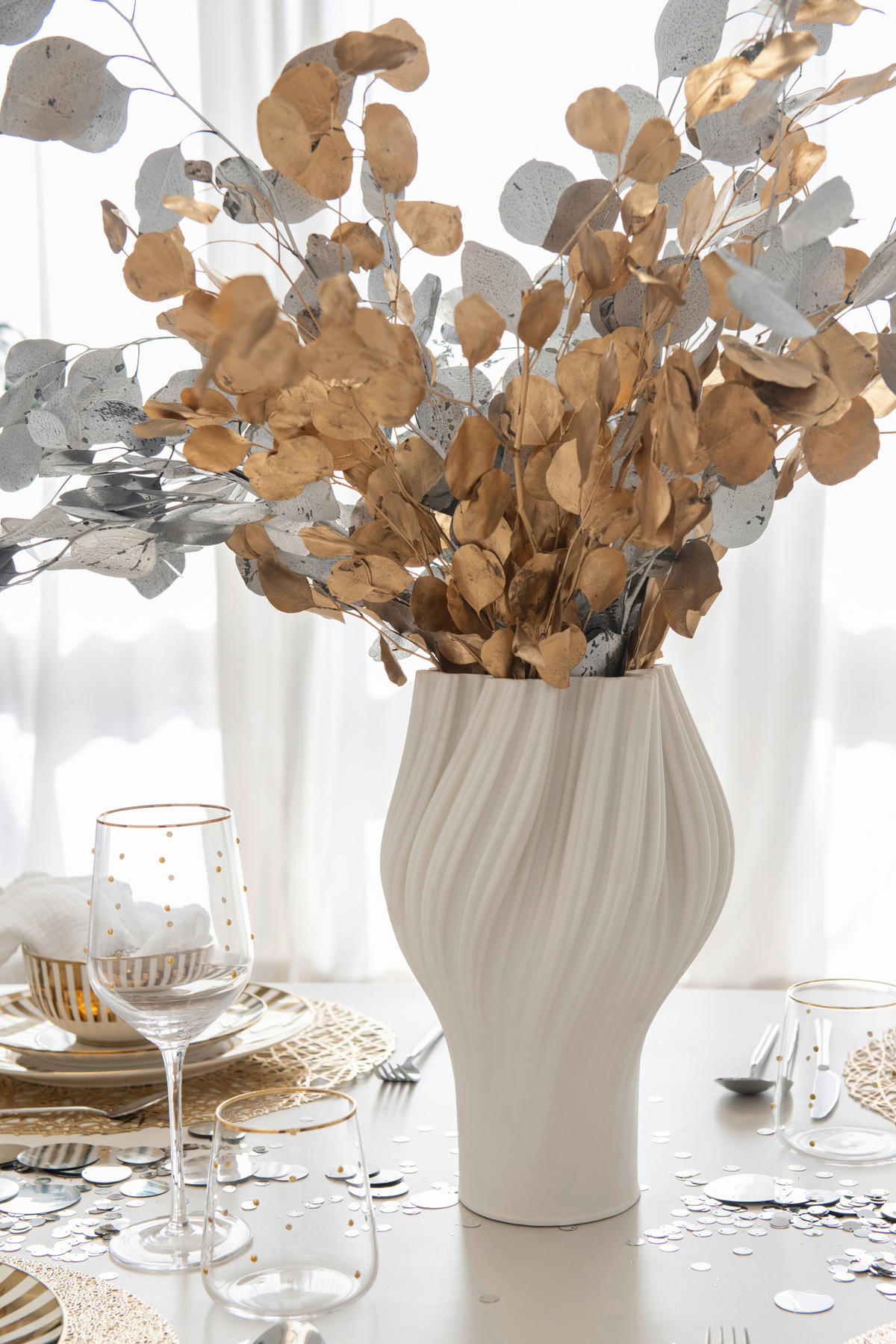 DEKOVASE  - Weiss, Basics, Keramik (19,5/19,5/30cm) - Ambia Home