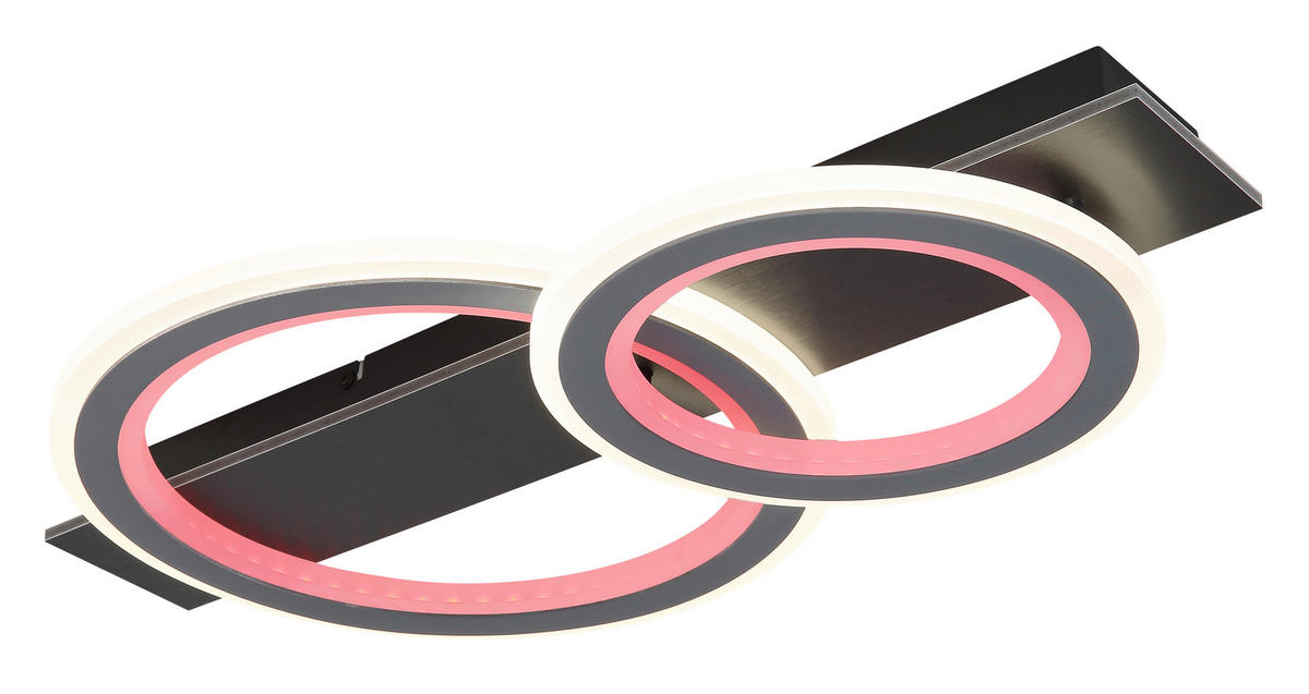 LED-DECKENLEUCHTE 63/37/8 cm   - Opal/Hellgrau, Design, Kunststoff/Metall (63/37/8cm) - Globo