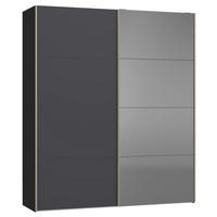 SCHWEBETÜRENSCHRANK 203/236/65 cm 2-türig Anthrazit, Schwarz  - Edelstahlfarben/Anthrazit, Design, Glas/Holzwerkstoff (203/236/65cm) - Jutzler