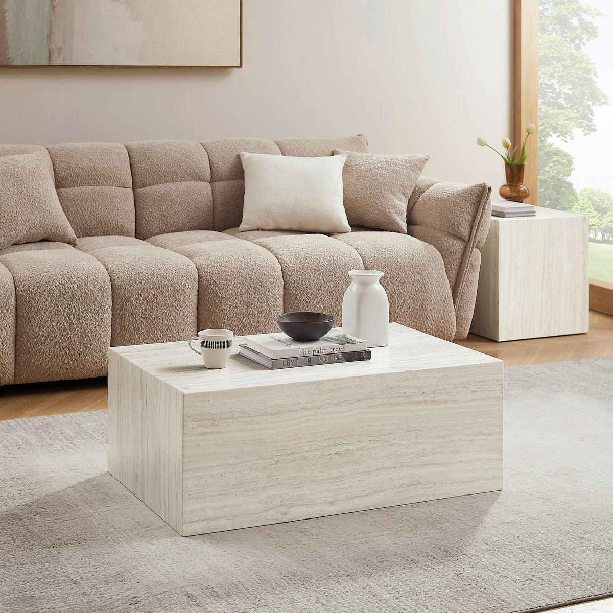 COUCHTISCH 90/60/35 cm rechteckig Beige  - Beige, Design, Holzwerkstoff (90/60/35cm) - Livetastic