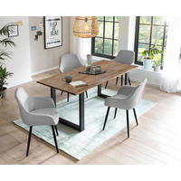 TISCHGRUPPE   - Walnussfarben/Hellgrau, MODERN, Holz/Textil (160/90/75cm) - Livetastic