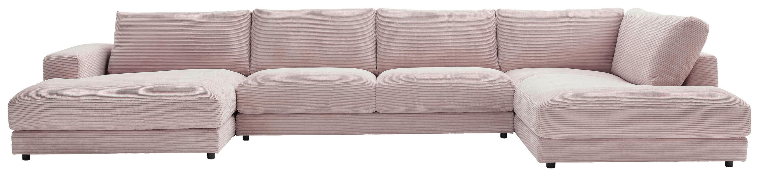 WOHNLANDSCHAFT in Cord Rosa  - Schwarz/Rosa, Design, Kunststoff/Textil (190/425/224cm) - Hom`in