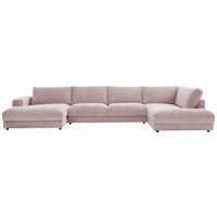 WOHNLANDSCHAFT Rosa Cord  - Schwarz/Rosa, Design, Kunststoff/Textil (190/425/224cm) - Hom`in