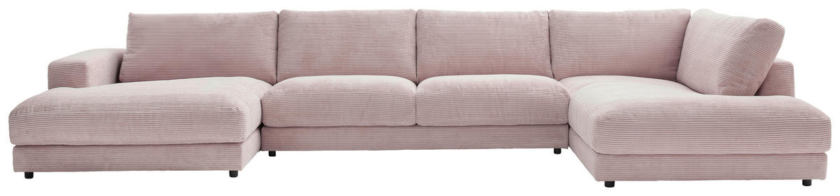 WOHNLANDSCHAFT Rosa Cord  - Schwarz/Rosa, Design, Kunststoff/Textil (190/425/224cm) - Hom`in