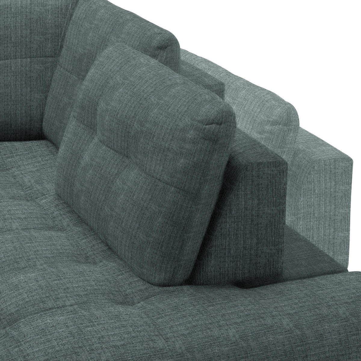 ECKSOFA in Flachgewebe, Leinenoptik Blau  247/208 cm  - Blau/Schwarz, MODERN, Textil/Metall (247/208cm) - Xora