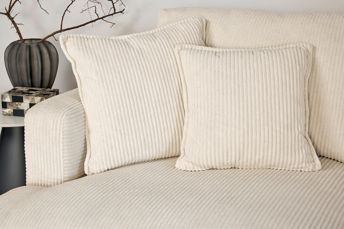 ECKSOFA  RELAX ASPEN CORNER M-R EU Weiß, Ecru Cord  - Ecru/Schwarz, MODERN, Holz/Textil (271/166cm) - Livetastic