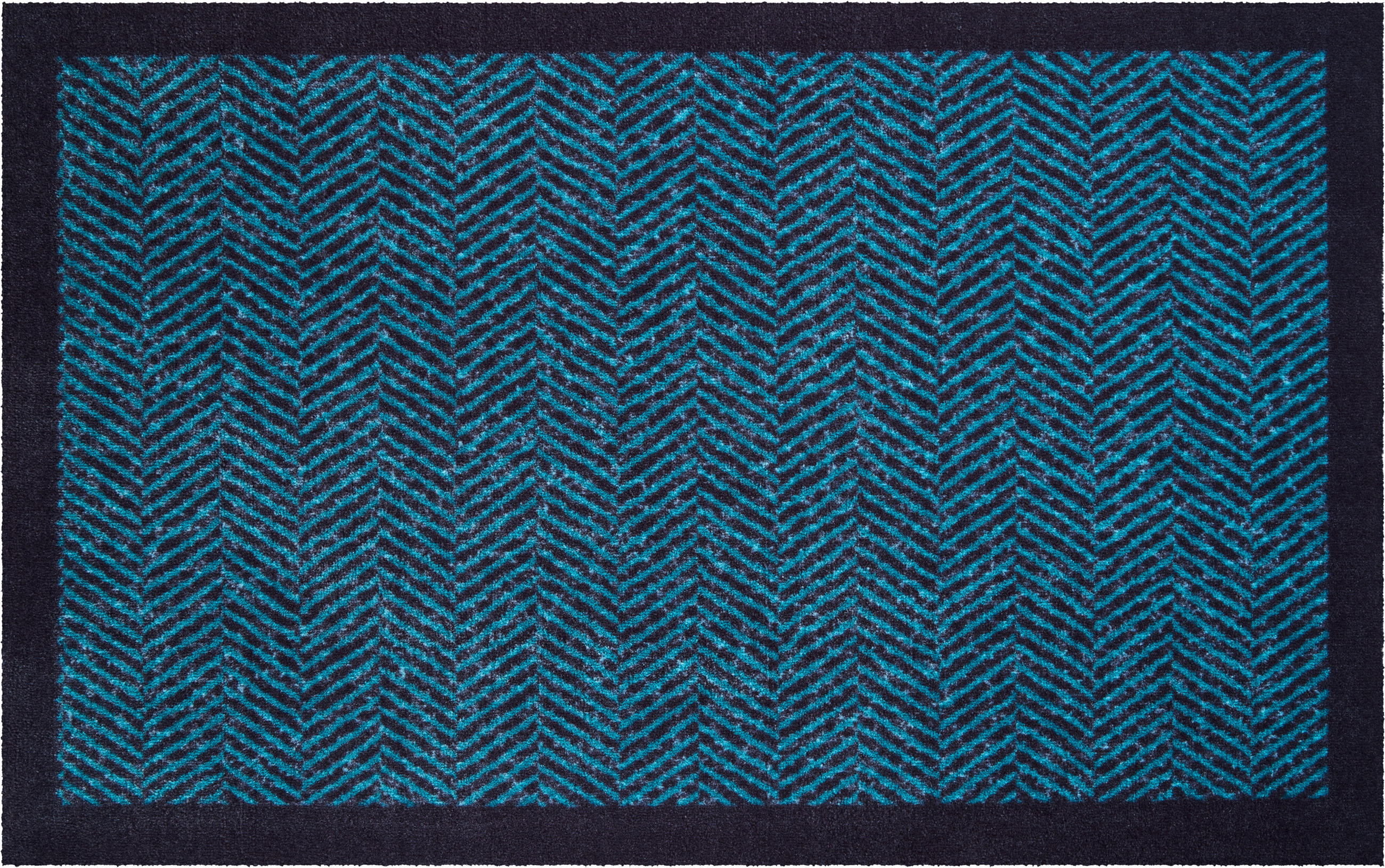 FUßMATTE 75/120 cm Herringbone  - Blau/Schwarz, KONVENTIONELL, Kunststoff/Textil (75/120cm) - Grund