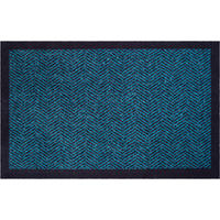 FUßMATTE 75/120 cm Herringbone  - Blau/Schwarz, KONVENTIONELL, Kunststoff/Textil (75/120cm) - Grund