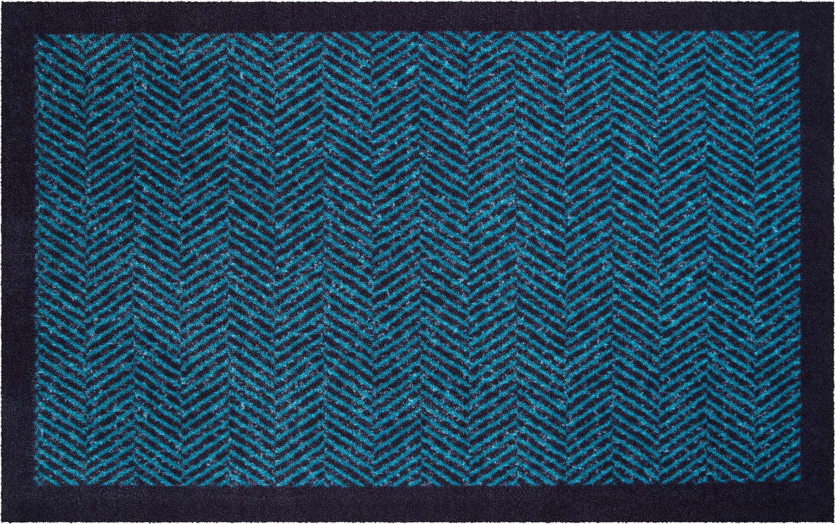 FUßMATTE 75/120 cm Herringbone  - Blau/Schwarz, KONVENTIONELL, Kunststoff/Textil (75/120cm) - Grund