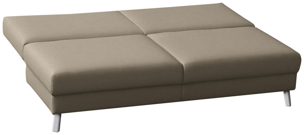 SCHLAFSOFA Flachgewebe Cappuccino  - Chromfarben/Cappuccino, Modern, Textil/Metall (194/91/90cm) - Novel