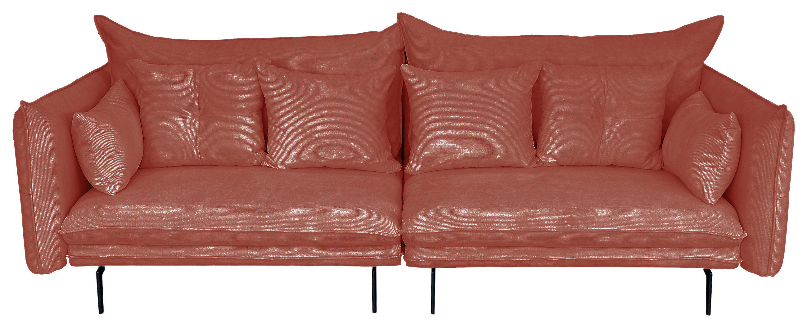 2-SITZER-SOFA Cord Koralle  - Koralle/Schwarz, Design, Kunststoff/Textil (262/91/115cm) - MID.YOU