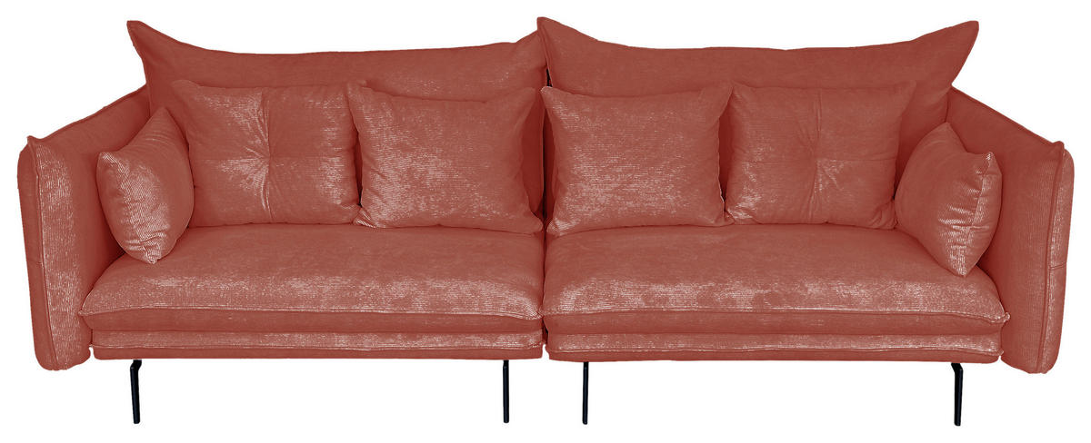 2-SITZER-SOFA Cord Koralle  - Koralle/Schwarz, Design, Kunststoff/Textil (262/91/115cm) - MID.YOU
