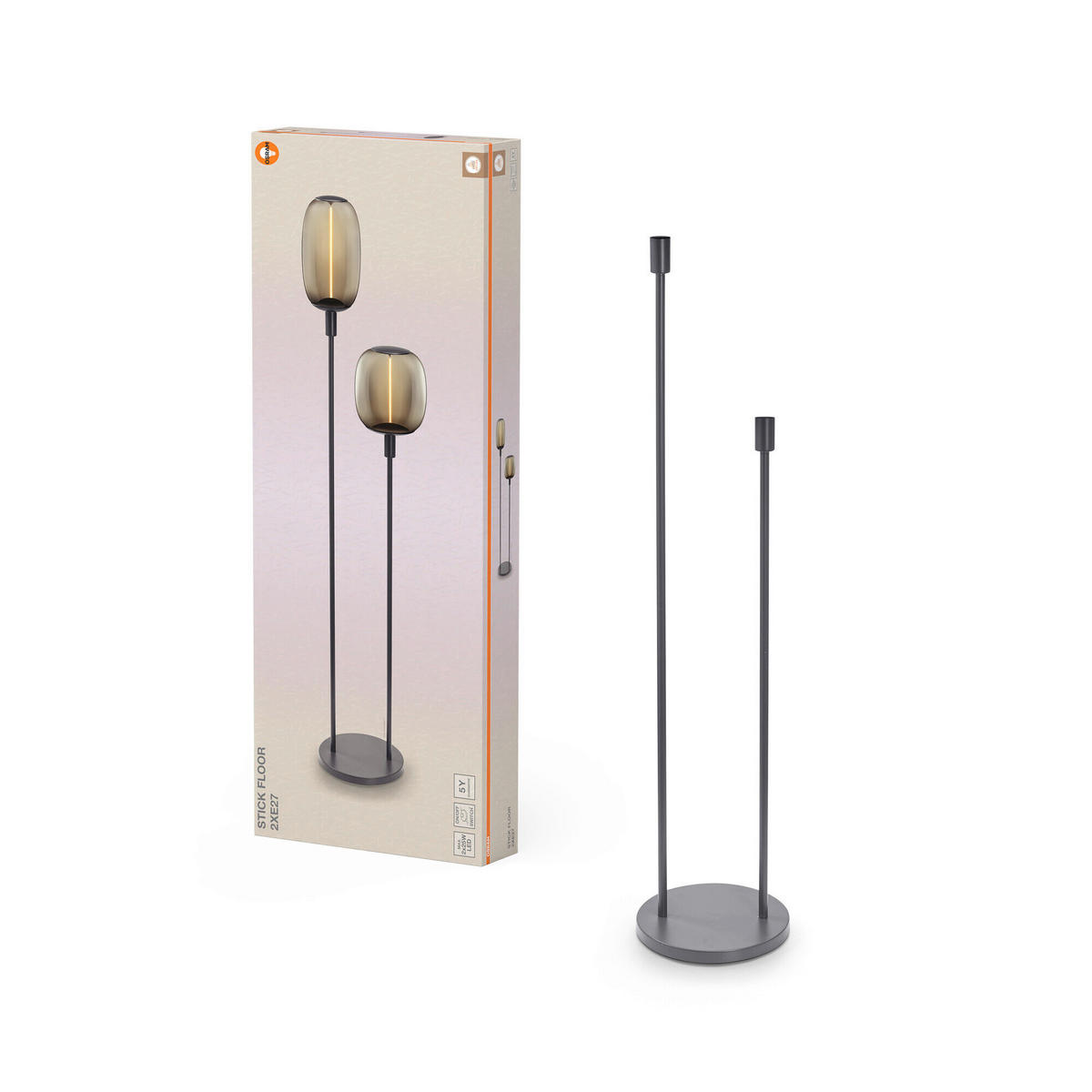 STEHLEUCHTE 32/146 cm   - Dunkelgrau, Basics, Metall (32/146cm) - Osram