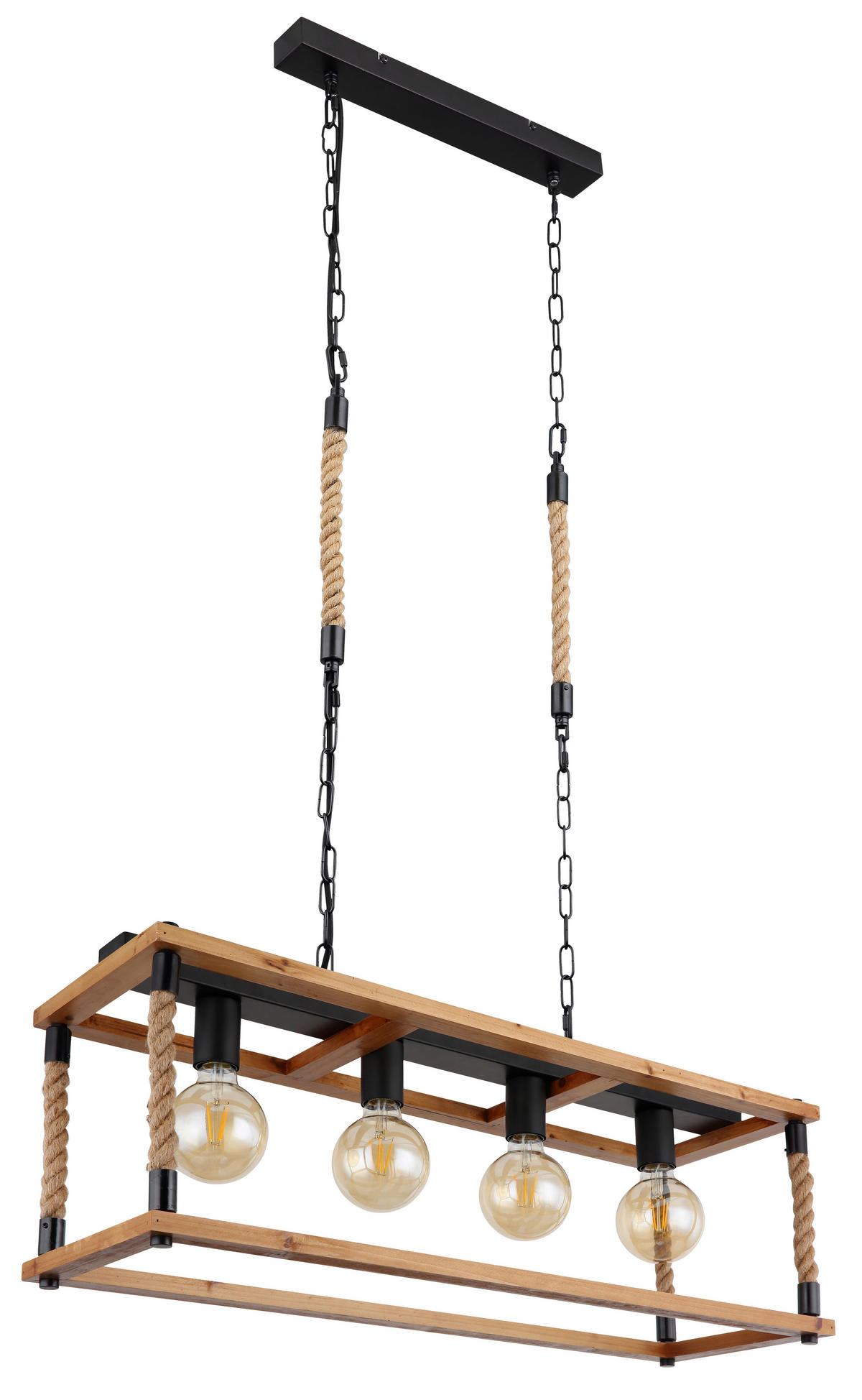 HÄNGELEUCHTE Vernon 80/25/120 cm   - Schwarz/Braun, Natur, Naturmaterialien/Holz (80/25/120cm) - Globo