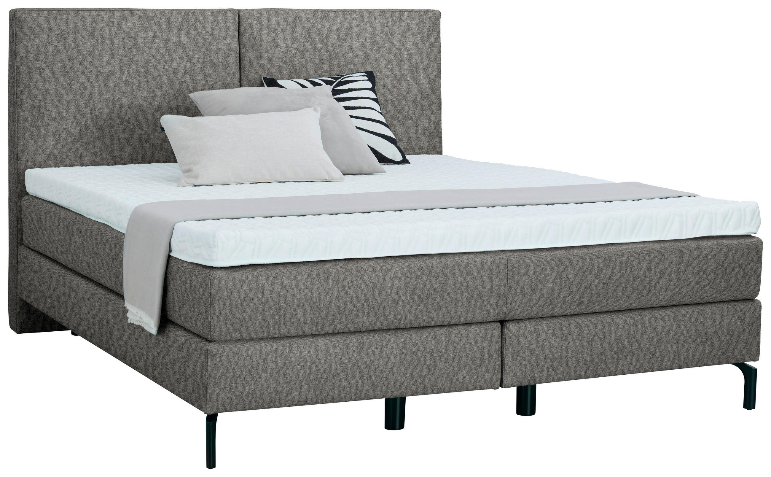 BOXSPRINGBETT 180/200 cm  in Taupe  - Taupe/Schwarz, KONVENTIONELL, Textil/Metall (180/200cm) - Dieter Knoll