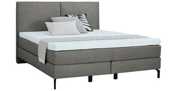 BOXSPRINGBETT 180/200 cm  in Taupe  - Taupe/Schwarz, KONVENTIONELL, Textil/Metall (180/200cm) - Dieter Knoll