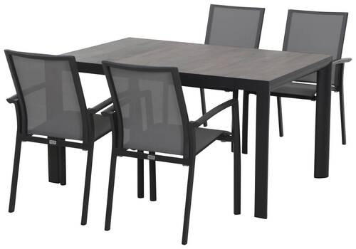 GARTENTISCHGRUPPE Aluminium  - Anthrazit/Schwarz, KONVENTIONELL, Keramik/Textil - Gardenson