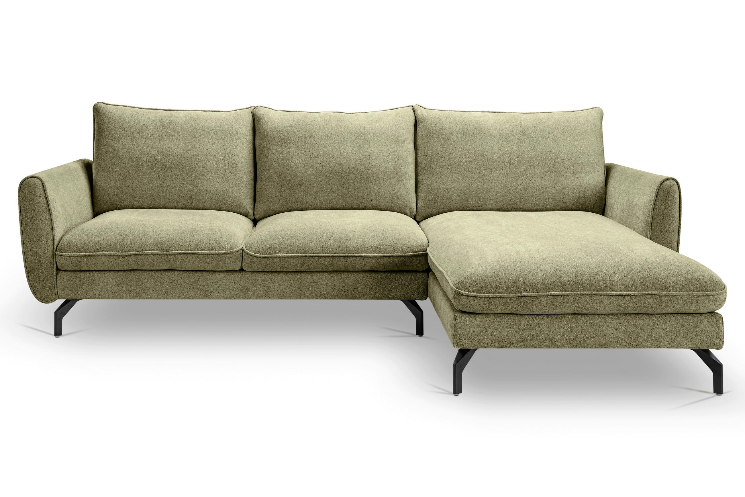 ECKSOFA TORONTO Grün Webstoff  - Schwarz/Grün, Basics, Textil/Metall (259/165cm) - MID.YOU