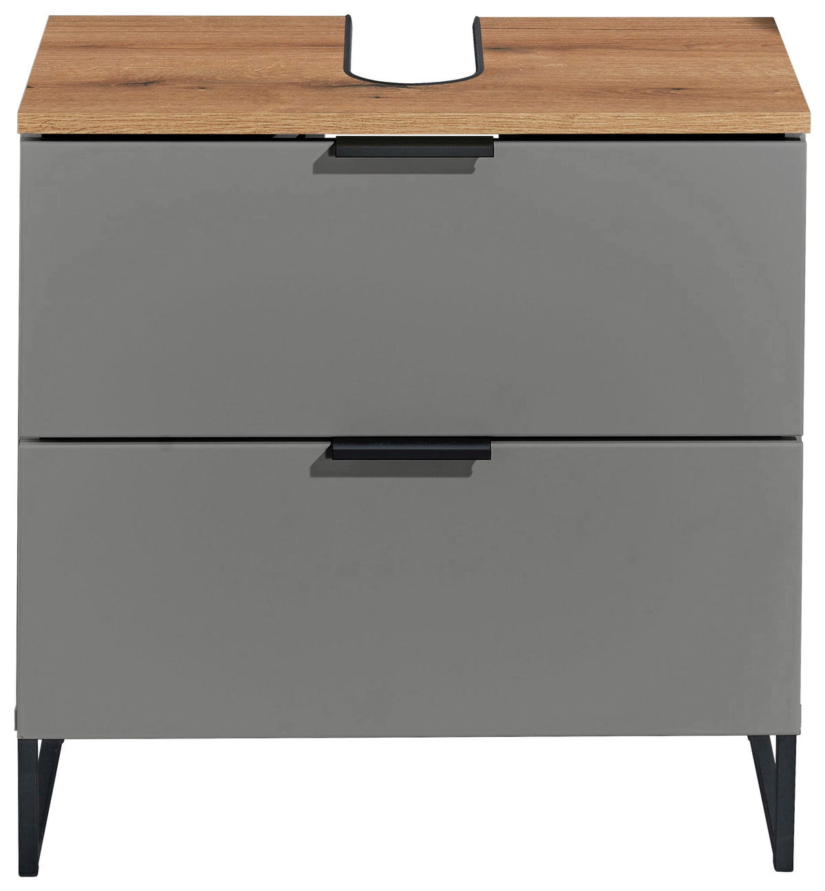 WASCHBECKENUNTERSCHRANK 60/60/35 cm  - Eichefarben/Schwarz, KONVENTIONELL, Holzwerkstoff/Metall (60/60/35cm) - home24