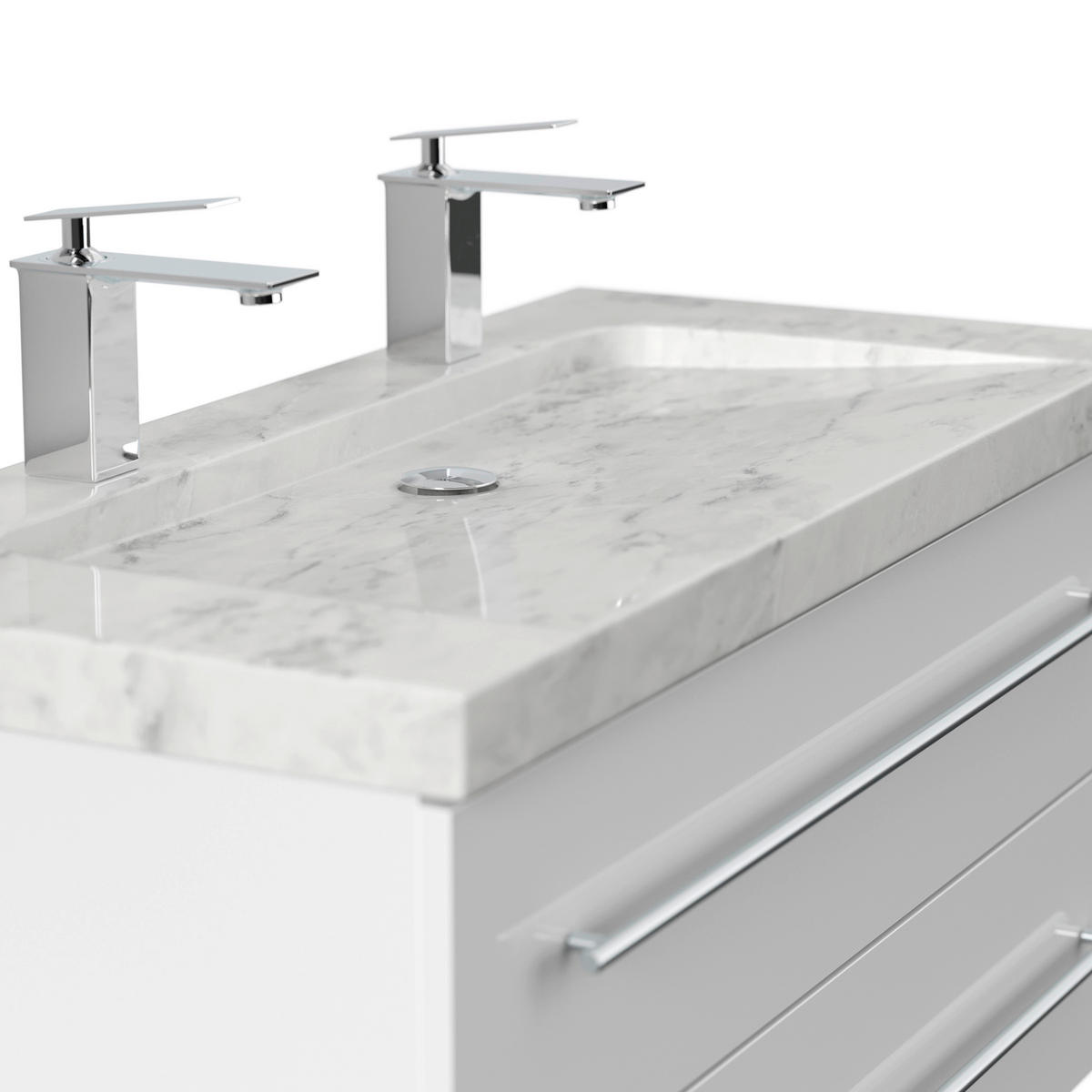 WASCHTISCHKOMBI 100 cm  - Weiß Hochglanz, Basics, Holzwerkstoff/Stein (100cm) - MID.YOU