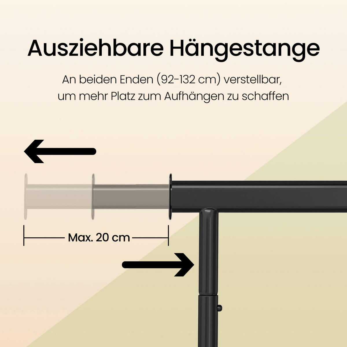 KLEIDERWAGEN in Schwarz 160/92-132/45,4 cm   - Schwarz, Basics, Metall (160/92-132/45,4cm)