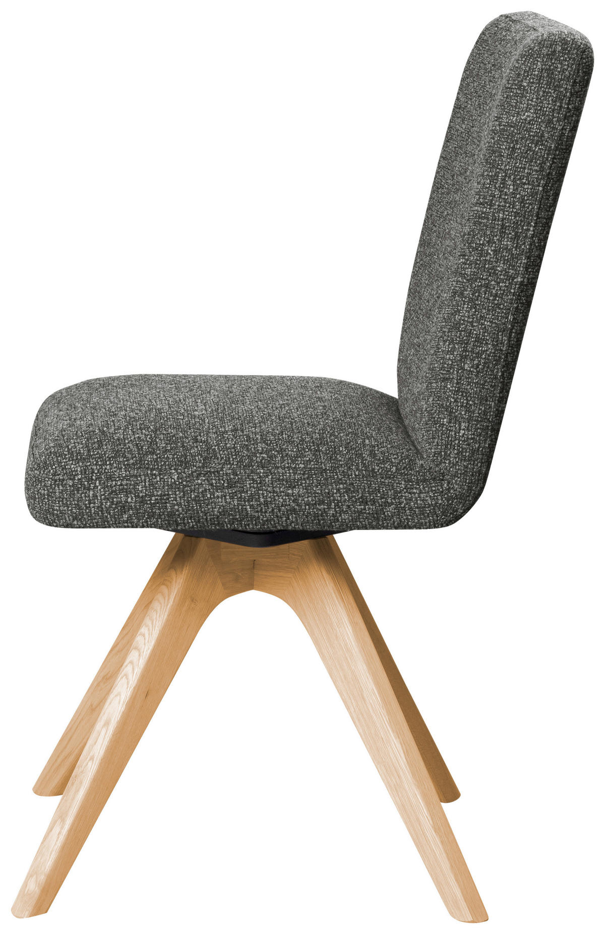 STUHL Webstoff Dunkelgrau Eiche vollmassiv  - Dunkelgrau/Eichefarben, KONVENTIONELL, Holz/Textil (47/89/60cm) - Linea Natura