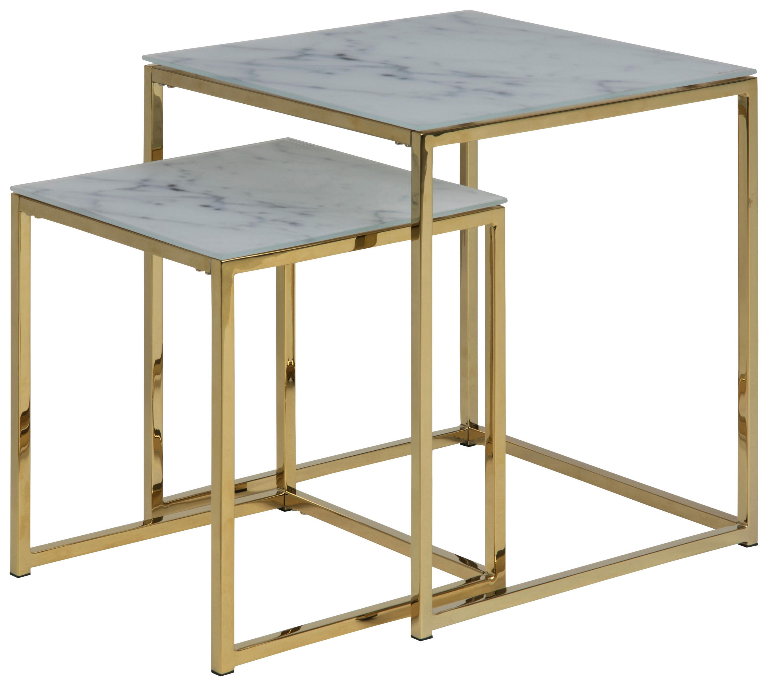 Couchtischset in Metall, Glas 45/45/50 cm