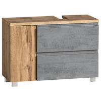 SKRINKA POD UMÝVADLO, 85/56/35 cm - svetlosivá/dub wotan, Modern, kompozitné drevo (85/56/35cm) - Held