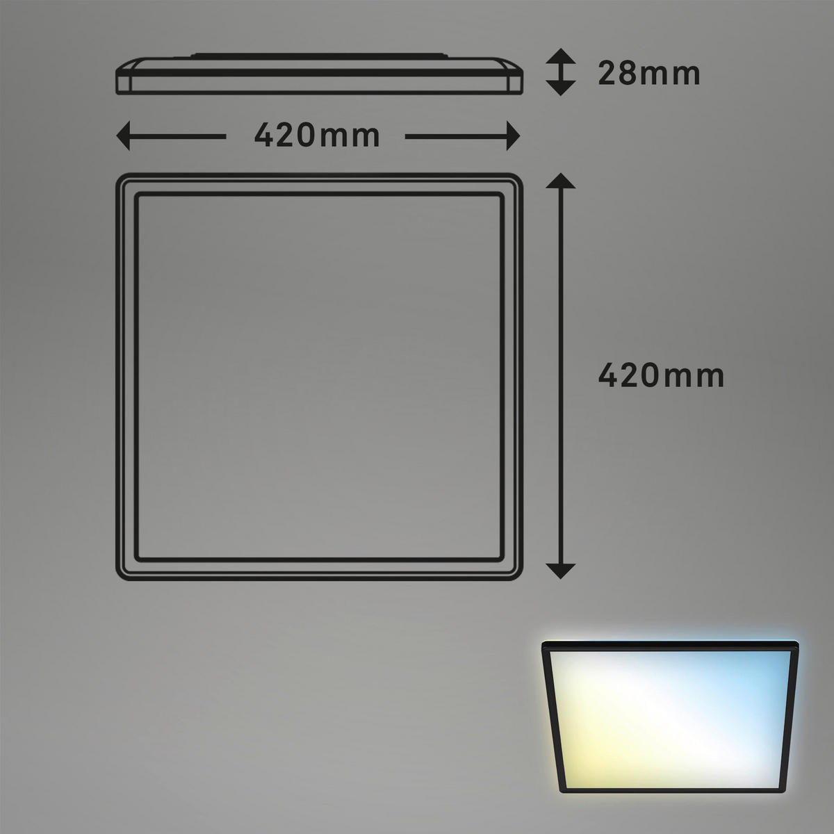 LED-PANEEL 42/42/2.9 cm   - Schwarz, Design, Kunststoff (42/42/2.9cm) - Briloner